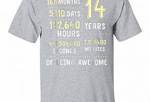 14th Birthday Gift T-Shirt B-Day 14 Years Old Being Awesome available in T-shirt, hoodie, tank top, longsleeve, multi color and size S M L XL XXL 3XL 4XL 5XL. Shipping from the US. Easy 30 day return policy - Shop now! 6.1-ounce, 100% cotton .Double-needle neck, sleeves and hem; Roomy Unisex Fit. Ash is 99% cotton, 1% poly; Sport Grey is 90% cotton, 10% poly; Dark Heather is 50% cotton, 50% polyester .Decoration type: Digital Print. Made by Gildan