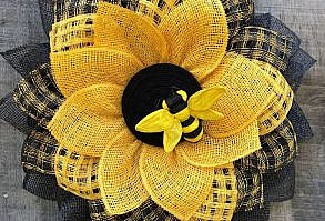 Bee Wreath Yellow Black Sunflower Sunflower Wreath Bee | Etsy