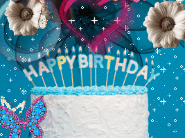 Bubbles And Floral Happy Birthday Gif
