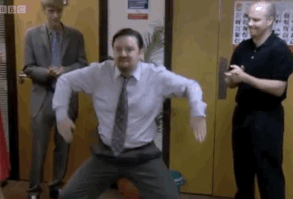 David Brent redefining the cringy office party dance.