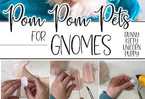 What a fun kids' craft idea--or craft idea for me! Such a fun little DIY pom pom pet tutorial I just can't even. I've always wanted a pom pom bunny, bu this set of 4 gnome pet patterns?! SO CUTE! I mean, seriously--that pom pom unicorn is wild. Grab the patterns for these easy DIY no-sew pom pom pets and make these in minutes! #gnomepets #nosewpompoms