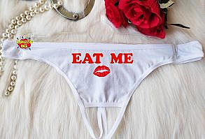 Eat Me Panties,Custom Personalized Thong,Custom Panties,Bachelorette Gift,Gift For Girlfrend,Gif for Hot wife,Bridal Gift Panty Womens Thong