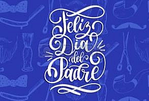 Feliz Dia Del Padre, inscripción caligráfica del día de padres feliz para la tarjeta de felicitación, el cartel etc.