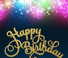 Glowing Fireworks Happy Birthday Card