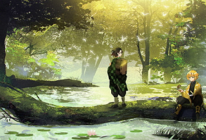 Anime, Demon Slayer: Kimetsu no Yaiba, Inosuke Hashibira, Tanjirou Kamado HD wallpaper