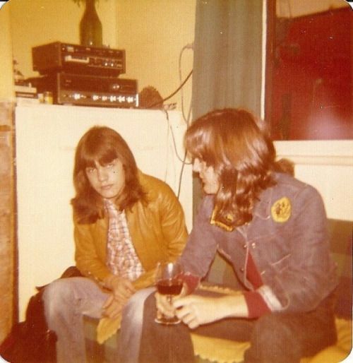 malcolm-youngs-little-lover:  Malcolm Young & Mark Evans of AC/DC in Melbourne. May 1975.