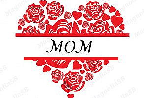 Floral Red Rose Heart with Mom Text Digital Clip Art, can be used for scrapbooking, printed paper, cards, handmade item, Valentine's day, Mother's Day gift idea, holiday, kids craft, T-Shirt design, stickers, decals. Instant download in SVG, DXF, EPS, JPG and PNG format. Files are packed in a zip archive. The Zip File needs to be extracted. YOU WILL RECEIVE 1 SVG file 1 DXF file 1 PNG file with a transparent background, high quality, 300 dpi 1 JPG file with a white background, high quality, 300 dpi 1 EPS file, vector files are fully editable in