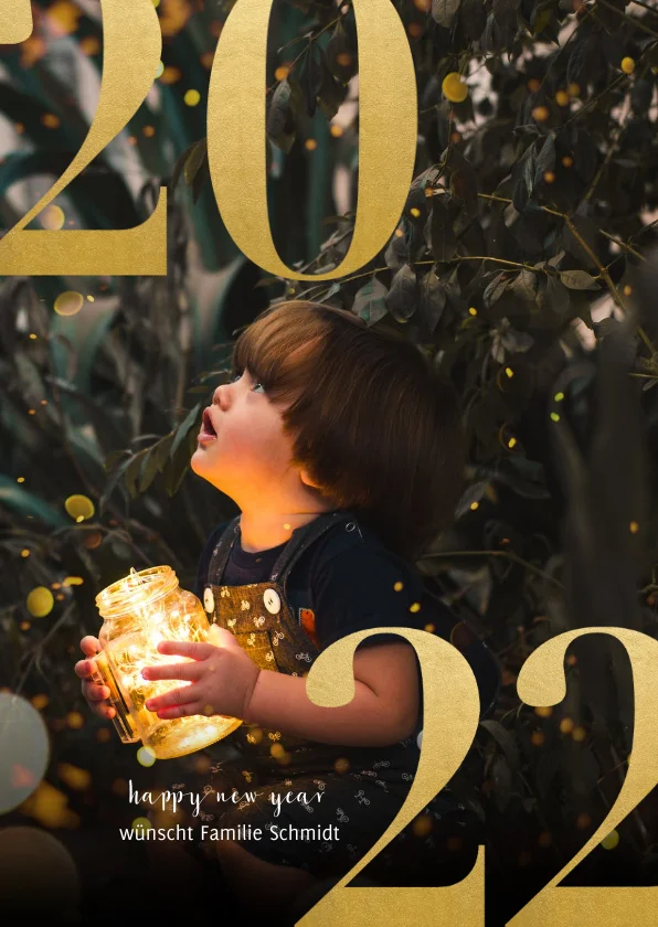 Neujahrskarte 2022 mit Fotohintergrund - Neujahrskarten