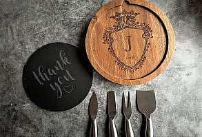 Personalized, Engraved Wood  Board with  Design for Housewarming or Wedding