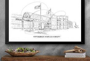Pittsburg State University Art Print, Hand Drawn, PITTSTATE, Tech, State College Signed Art ( Sizes  5 x 7, 8 x 10, 13 x 19, 16 x 20)