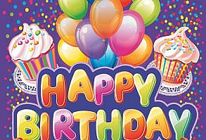 Happy birthday text. Colorful party