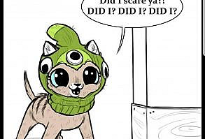 Pixie anxiously asking if she succeeded in scaring Brutus