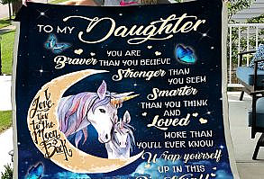 To My Daughter Blanket  Unicorns Blanket  You Are Braver  Birthday Gifts For Daughter Fleece Blanket The fleece blanket features a lightweight, pill-free microfiber fleece that is not only supremely soft, but warm and cozy.