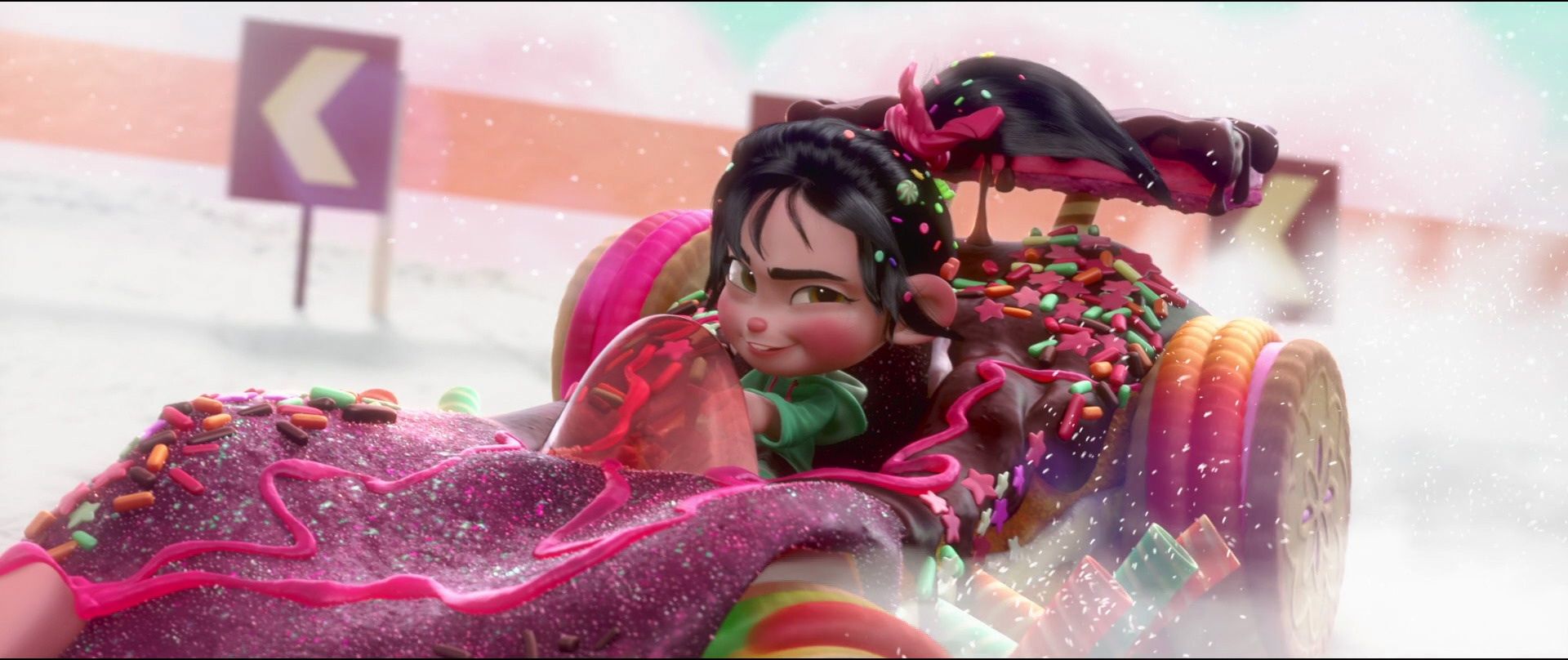 Vanellope during the Random Roster Race, smugly passing King Candy.