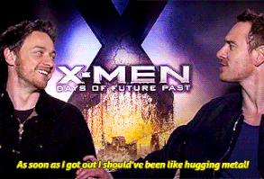 Michael Fassbender explaining what Magnetos reaction to touching metal again after being in prison should have been 1/2 gif ( ah that's why !! )