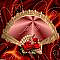 Gold fan w/red roses