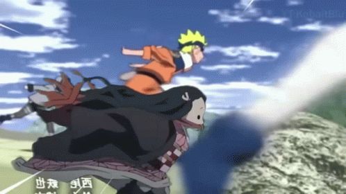nezuko runs with naruto
