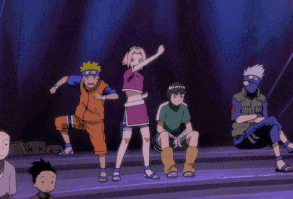 Rock Lee esquivo el golpe de sakura y Naruto jajajajajja