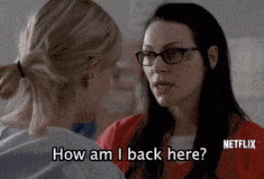 When Alex (Laura Prepon) returned to Litchfield after being caught by her probation officer with a gun, and had no idea Piper (Taylor Schilling) set her up.