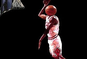 All-star basketball player basketball dunks a Michael Jordan: