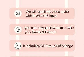 Please check this sample video which has music https://youtu.be/MWTLzVyfbvQ What you will get : 1- Musical Video Invitation: MP4  Format & 1- Revision 2.  Please review the spelling and punctuation carefully!    3. NO physical item will be shipped & This is a digital video file 4. Turnaround time 1 - 48 hrs. 5.   Charges are applicable for any changes after receiving the 1 round of change of video. For the Second revision, please pay through the below link. *