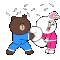 Animated Sticker pack of Brown and Cony romantic and exciting date is here. Download and share on facebook, send on chats and spread this romantic feeling.