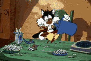 Sylvester the cat and coffee pot