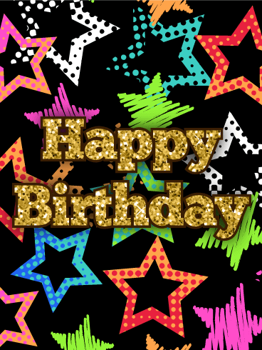 Colorful Stars Happy Birthday Card