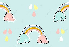Cute Rainbow Pattern With Blue Background