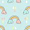 Cute Rainbow Pattern With Blue Background