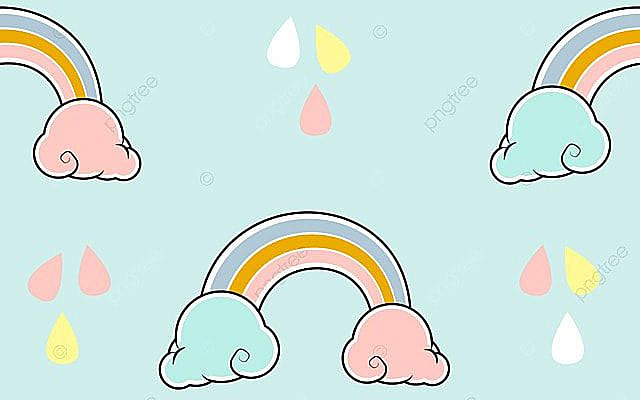 Cute Rainbow Pattern With Blue Background
