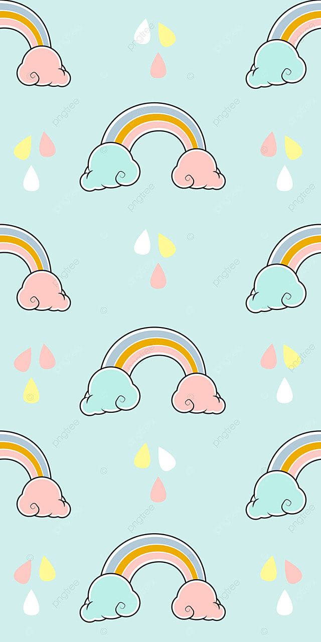 Cute Rainbow Pattern With Blue Background