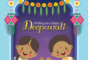 Diwali Deepavali Greeting Card Cute Cartoon Stock Vector (Royalty Free) 1530642809