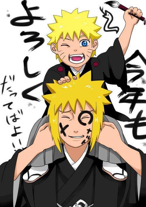 El pequeño Naruto y Minato