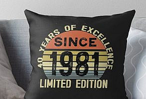 Super soft and durable 100% spun polyester Throw pillow with double-sided print. Cover and filled options. Birthday gift idea for people born in 1980, Born in 1980 Vintage 1980 Life begins at 40.