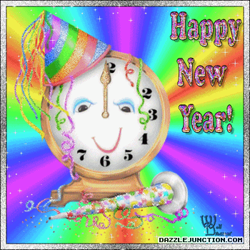 2019 Happy New Year Groovy Clock picture