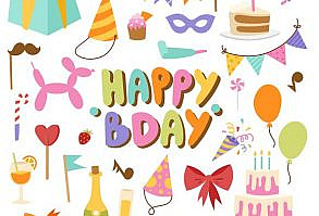 Happy birthday vector set  CreativeWork247 - Fonts, Graphics, Photoshop, Templates, Icons, Illustrations, Resumes