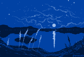 I drew this pixel art scene using 4 colors only and called it Moonset [OC] #Music #IndieArtist #Chicago