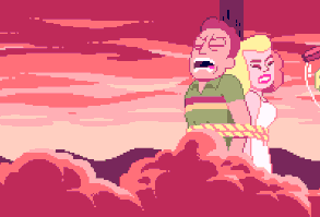 Gifs of my shots from “Rick TV,” the ident Paul Robertson and I made for Adult Swim a little while ago.