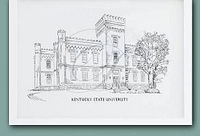 Kentucky State University Art Print, Hand Drawn, KYSU, Kentucky Tech, State College Signed Art ( Sizes  5 x 7, 8 x 10, 13 x 19, 16 x 20)