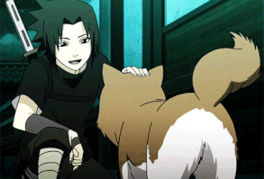 Sasuke Uchiha and a dog