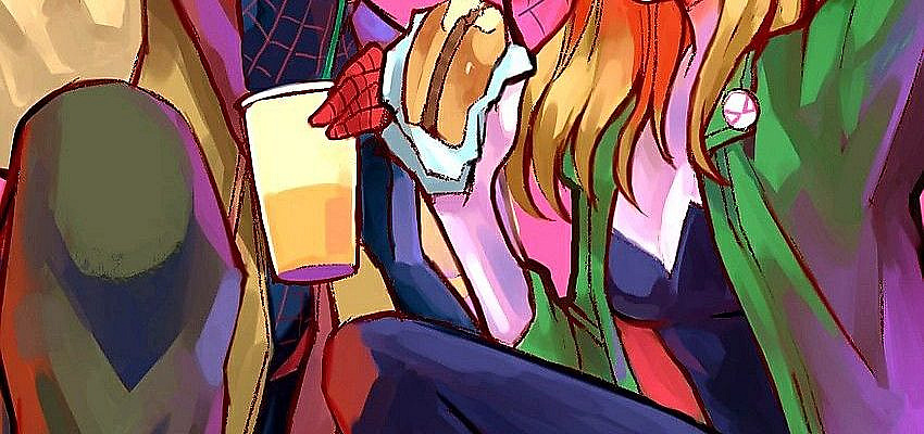 Miles and Gwen Having a Lunch Break From Spider Duty.