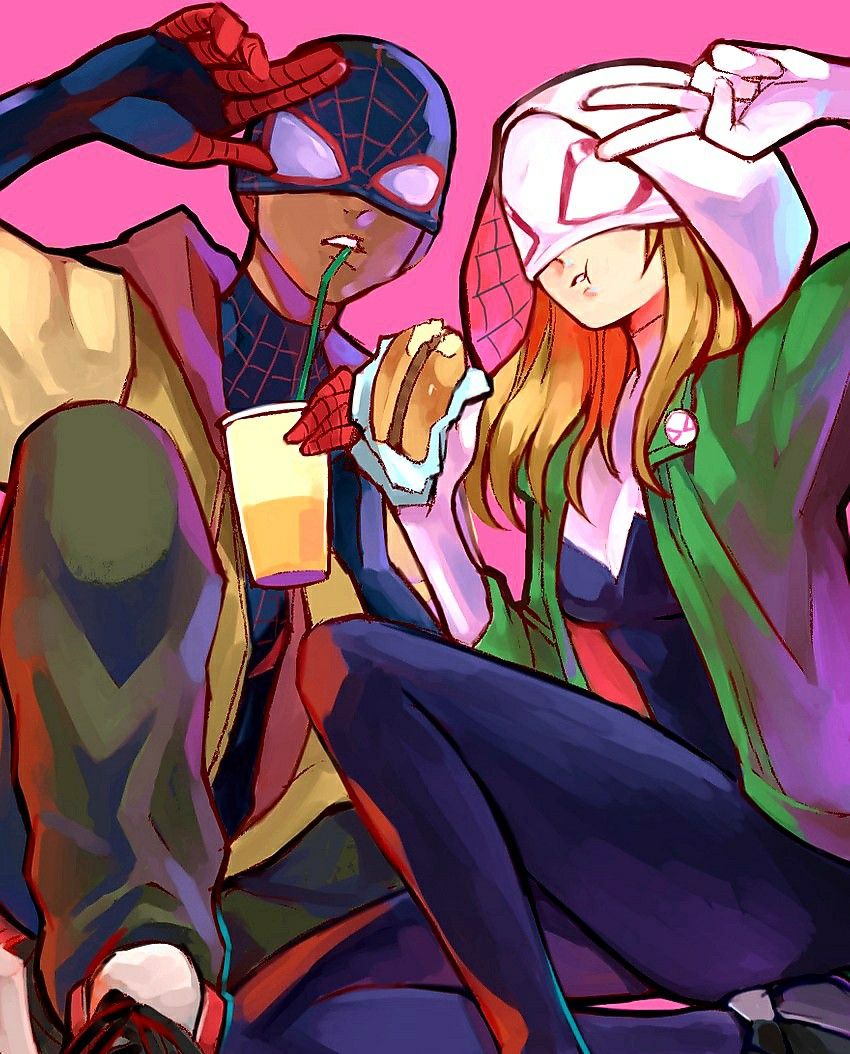 Miles and Gwen Having a Lunch Break From Spider Duty.