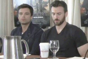 Seb: Chris? Are you Sleeping??? The longer I watch this, the funnier it gets. I just wish I could find that gif set of Chris Evans talking about how he can fall asleep anywhere (he says something like