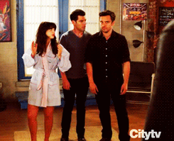 When Jess asked Schmidt and Nick to help her pretend to be Katie the dancer in front of Sam, and Nick had to demonstrate his dance jumps: