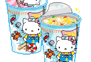 pretty-transparents: hello kitty seafood cup noodle ﾟ*｡:ﾟ+