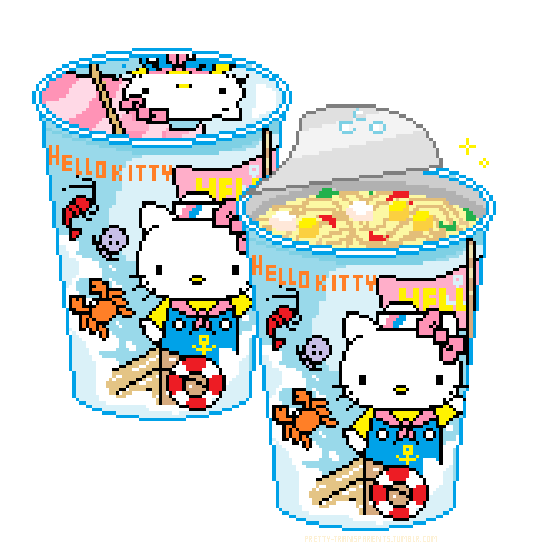 pretty-transparents: hello kitty seafood cup noodle ﾟ*｡:ﾟ+