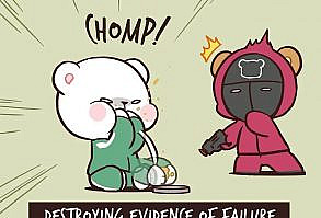 Follow 👉 𝒻𝒻𝒾𝑜𝓃 for more comics ❤ #milkmochabear #squidgame #comic #milkandmoch