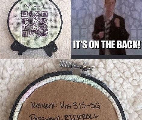 PDF Pattern QR Wifi Rick Roll Prank Cross