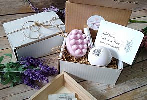 Mother's Day Mini Spa Gift Set LAVENDER Bath Gift Set |4pc Spa Gift Set | Soap Gift Set - Bath Bomb Massage Bar Bath Salt Lip Balm Self Care